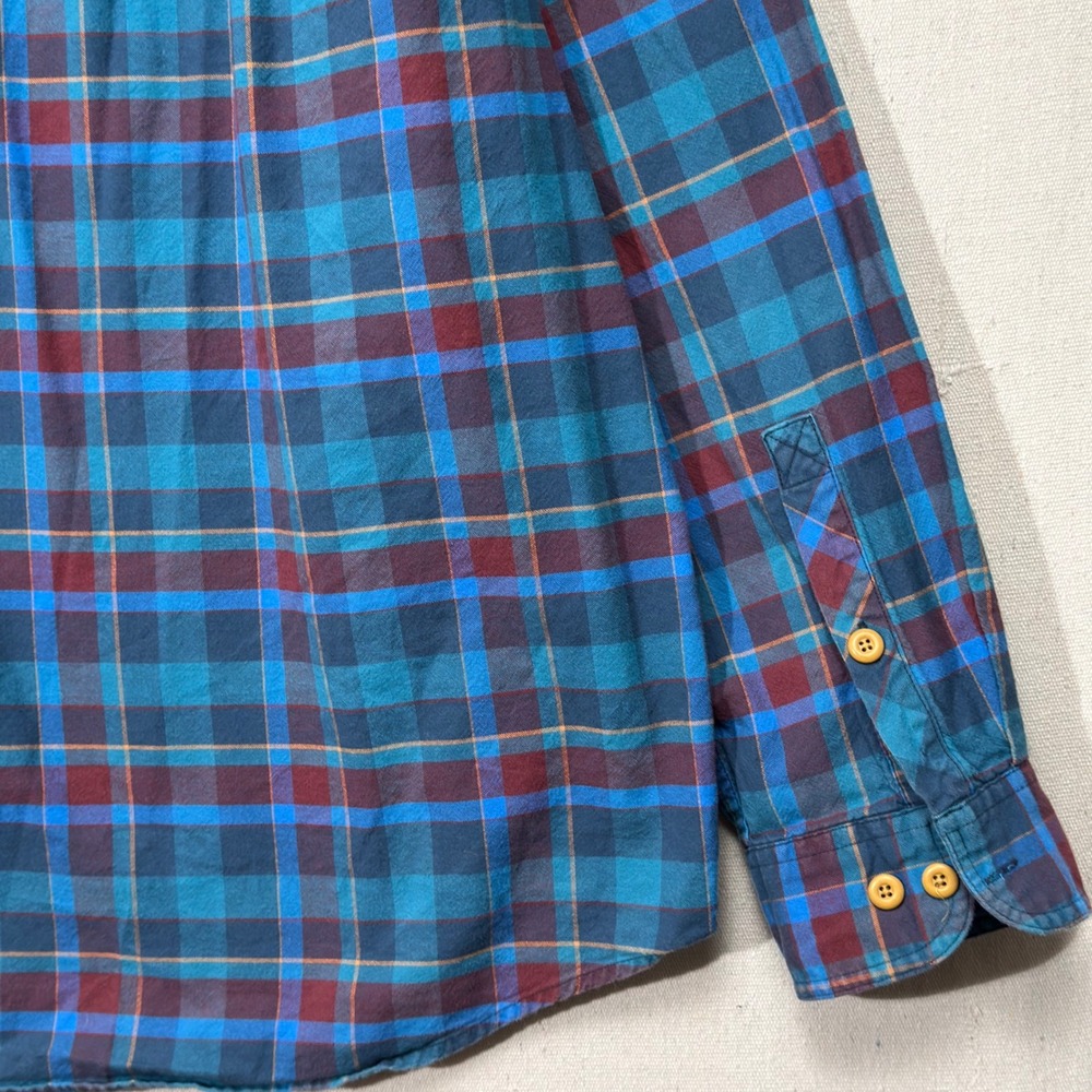 Duluth Trading Co Flannel Shirt Mens 2XL Blue Maroon Plaid Relaxed Fit - Picture 9 of 9